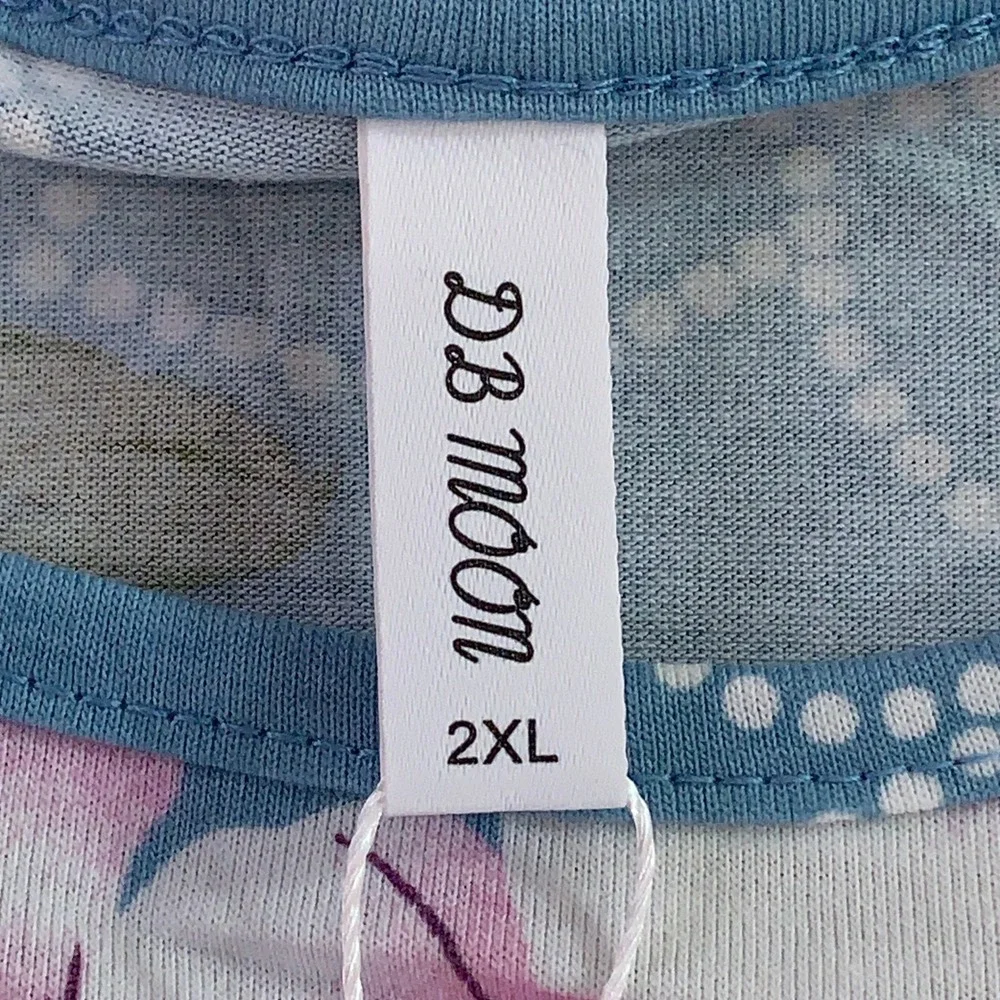 DB MOON Womens 2XL Light Blue Floral Empire Waist Summer Casual Dress NWT
